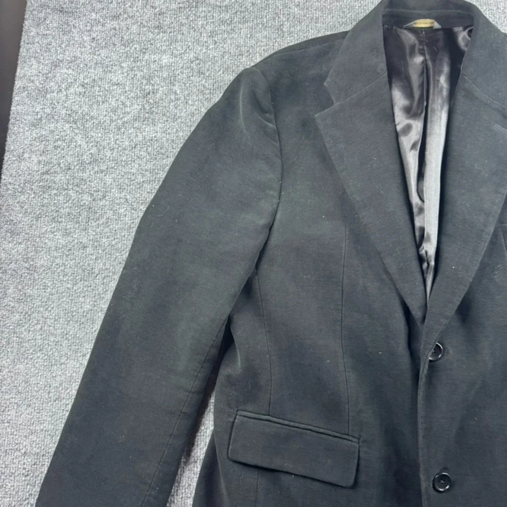 Banana Republic Blazer Men 42R Black Suede Sport Coat Jacket Suit Cotton Career